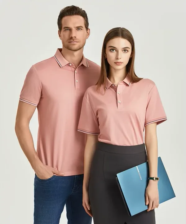 Waffle Pattern Fabric Couple Polo T-shirt Combo- Performance Breathable Polo Shirt for Men & Women Combo